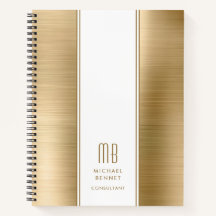Monogrammed Gold Brushed Metallic Business