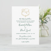 Monogrammed Gold Crest en Forest Green Wedding Kaart (Staand voorkant)