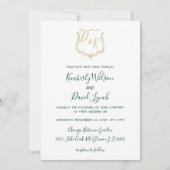 Monogrammed Gold Crest en Forest Green Wedding Kaart (Voorkant)