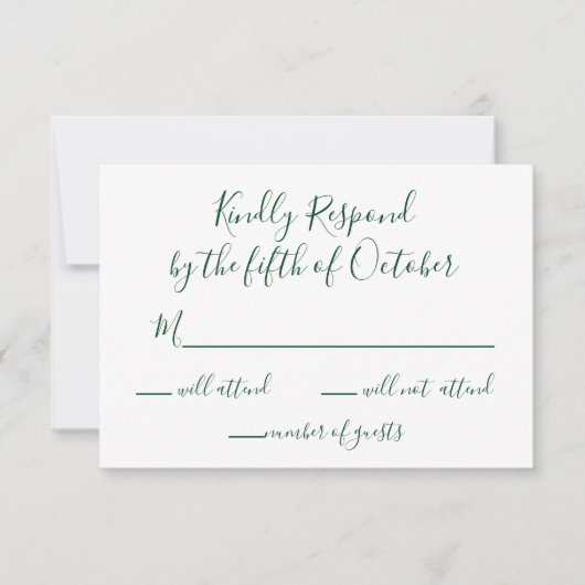 Monogrammed Gold Crest en Green Wedding rsvp (Voorkant)
