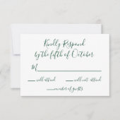 Monogrammed Gold Crest en Green Wedding rsvp Kaartje (Voorkant)
