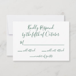 Monogrammed Gold Crest en Green Wedding rsvp Kaartje