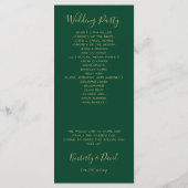 Monogrammed Gold Crest en Groene Bruiloft programm Programmakaart (Achterkant)