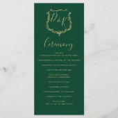 Monogrammed Gold Crest en Groene Bruiloft programm Programmakaart (Voorkant)