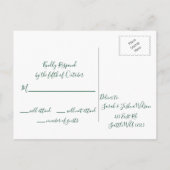Monogrammed Gold Crest Groene Bruiloft RSVP Briefk Uitnodiging Briefkaart (Achterkant)