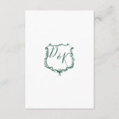 Monogrammed Gold Crest Groene verblijfskaarten Informatiekaartje (Achterkant)