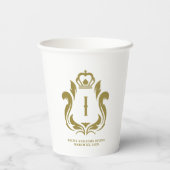 Monogrammed Gold Crest Paper cup Papieren Bekers (Achterkant)