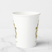 Monogrammed Gold Crest Paper cup Papieren Bekers (Rechts)