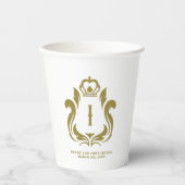 Monogrammed Gold Crest Paper cup Papieren Bekers (Voorkant)
