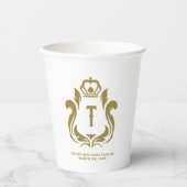 Monogrammed Gold Crest Paper cup Papieren Bekers (Voorkant)