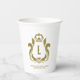 Monogrammed Gold Crest Paper cup Papieren Bekers