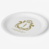Monogrammed Gold Crest Papieren Bordje (Gekanteld)