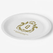 Monogrammed Gold Crest Papieren Bordje (Gekanteld)