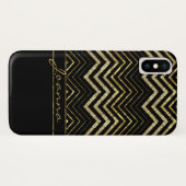 Monogrammed Gold en Diamonds Chevron Case-Mate iPhone Case (Achterkant (horizontaal))