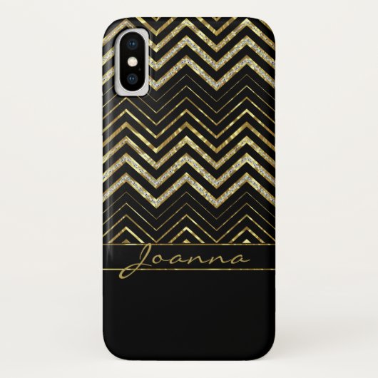 Monogrammed Gold en Diamonds Chevron Case-Mate iPhone Case (Achterkant)