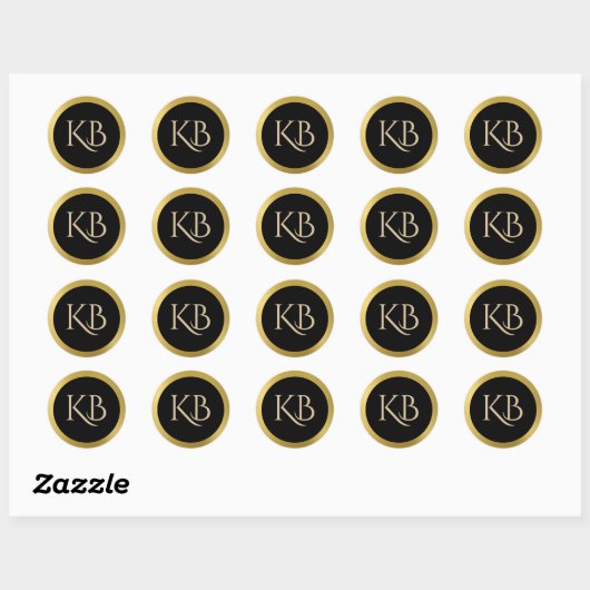 Monogrammed Gold en zwarte Stickers (Vel)
