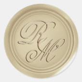 Monogrammed Gold Faux Smooth Round Wax Seals Ronde Sticker (Voorkant)