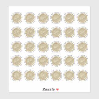 Monogrammed Gold Faux Wax Seals Sticker