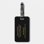 Monogrammed Gold Fleur-de-Lis Pattern Bagagelabel (Achterkant verticaal)