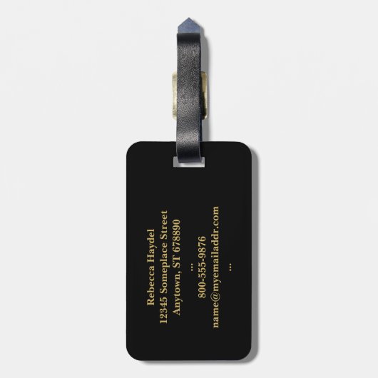 Monogrammed Gold Fleur-de-Lis Pattern Bagagelabel (Achterkant verticaal)