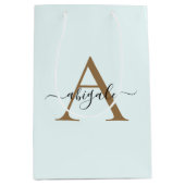 Monogrammed Gold Frost White | Minimale legant Medium Cadeauzakje (Voorkant)