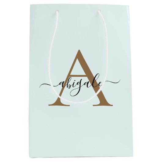 Monogrammed Gold Frost White | Minimale legant Medium Cadeauzakje (Voorkant)