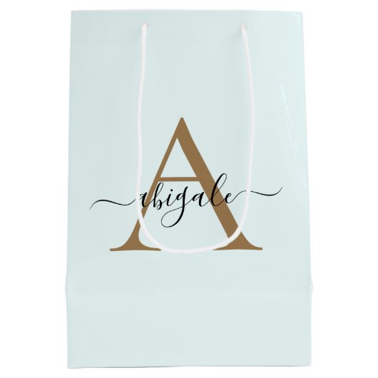 Monogrammed Gold Frost White | Minimale legant Medium Cadeauzakje (Achterkant)