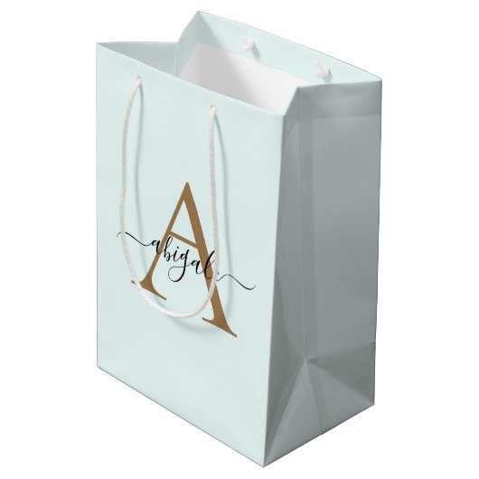 Monogrammed Gold Frost White | Minimale legant Medium Cadeauzakje (Achterkant Gekanteld)