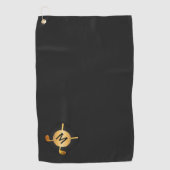 Monogrammed Gold Golf Ball and Clubs Golfhanddoek (Voorkant)