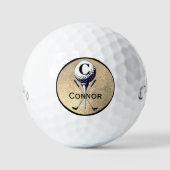 Monogrammed Gold Golf T-shirt Golf Balls Golfballen (Voorkant)