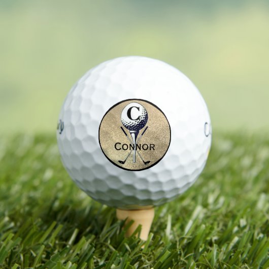Monogrammed Gold Golf T-shirt Golfballen (Insitu Shirt)