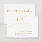 Monogrammed Gold Great Gatsby Wedding RSVP-Kaarten RSVP Kaartje (Voorkant / Achterkant)