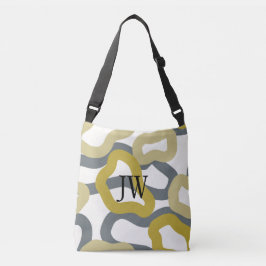 Monogrammed Gold Grey Modern Metro Crossbody Tas