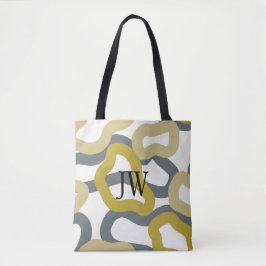 Monogrammed Gold Grey Modern Metro Tote Bag