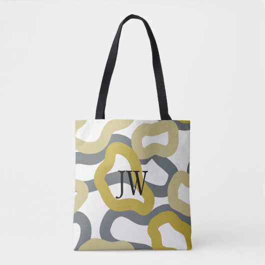 Monogrammed Gold Grey Modern Metro Tote Bag (Voorkant)