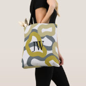 Monogrammed Gold Grey Modern Metro Tote Bag (Dichtbij)