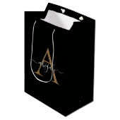 Monogrammed Gold Jade Black | Minimale legant Medium Cadeauzakje (Voorkant Gekanteld)