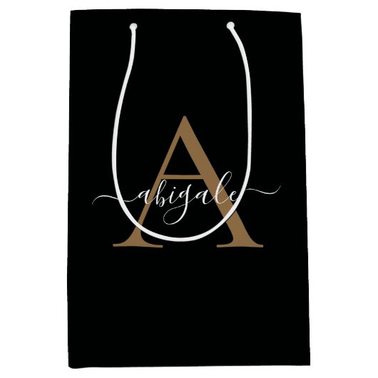 Monogrammed Gold Jade Black | Minimale legant Medium Cadeauzakje (Voorkant)