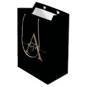 Monogrammed Gold Jade Black | Minimale legant Medium Cadeauzakje (Achterkant Gekanteld)