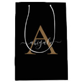 Monogrammed Gold Jet Black | Minimale legant Medium Cadeauzakje (Voorkant)