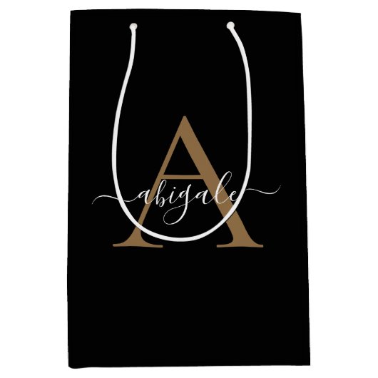 Monogrammed Gold Jet Black | Minimale legant Medium Cadeauzakje (Voorkant)