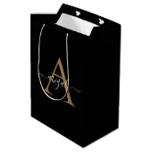 Monogrammed Gold Jet Black | Minimale legant Medium Cadeauzakje (Achterkant Gekanteld)