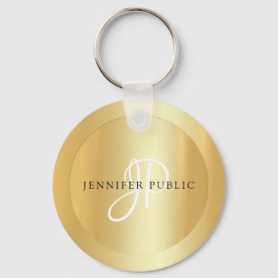 Monogrammed Gold Kijk Elegant Name Sjabloon Sleutelhanger