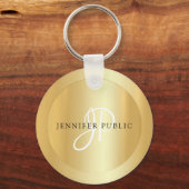 Monogrammed Gold Kijk Elegant Name Sjabloon Sleutelhanger (Voorkant)