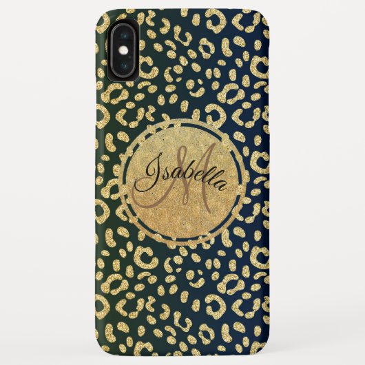 Monogrammed Gold Leopard-skin Spots Case-Mate iPhone Case (Achterkant)