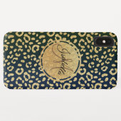 Monogrammed Gold Leopard-skin Spots Case-Mate iPhone Case (Achterkant (horizontaal))