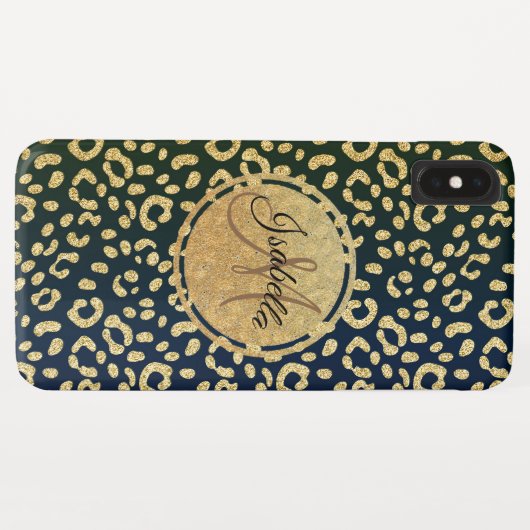 Monogrammed Gold Leopard-skin Spots Case-Mate iPhone Case (Achterkant (horizontaal))