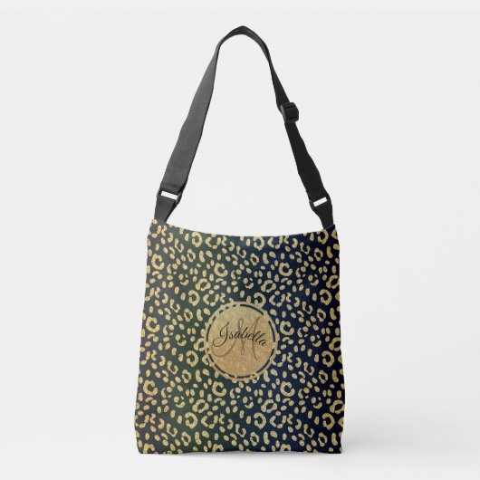 Monogrammed Gold Leopard-skin Spots Crossbody Tas (Voorkant)