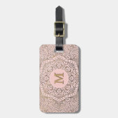 Monogrammed Gold Mandala | Blush Pink Boho Bagagelabel (Voorkant verticaal)