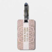 Monogrammed Gold Mandala | Blush Pink Boho Bagagelabel (Achterkant verticaal)